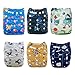 babygoal Baby Boy Cloth Diapers 6 Pack with 6pcs Inserts and Wet Bag, Reusable Waterproof Diaper Covers for Toddlers with Snap Closure