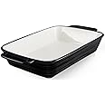 LIFVER Casserole Dish for Oven, 9x13 Ceramic Baking Dish, 115oz Large Lasagna Pan, Durable Deep Baking Pan with Handles, Oven Safe, Home & Kitchen Decor Gifts, Black