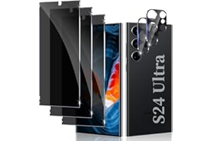 OUYTEU [3+2 Pack] For Galaxy S24 Ultra Privacy Screen Protector with 2 Pack Camera Lens Protector, Fingerprint Unlock, 9H Hardness,Scratch Resistant, Bubble-Free,Tempered Glass Screen for Galaxy S24 Ultra 5G
