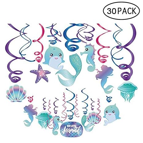 Umiwe Ocean Theme Ceiling Streamers Wall Decor Mermaid Tail