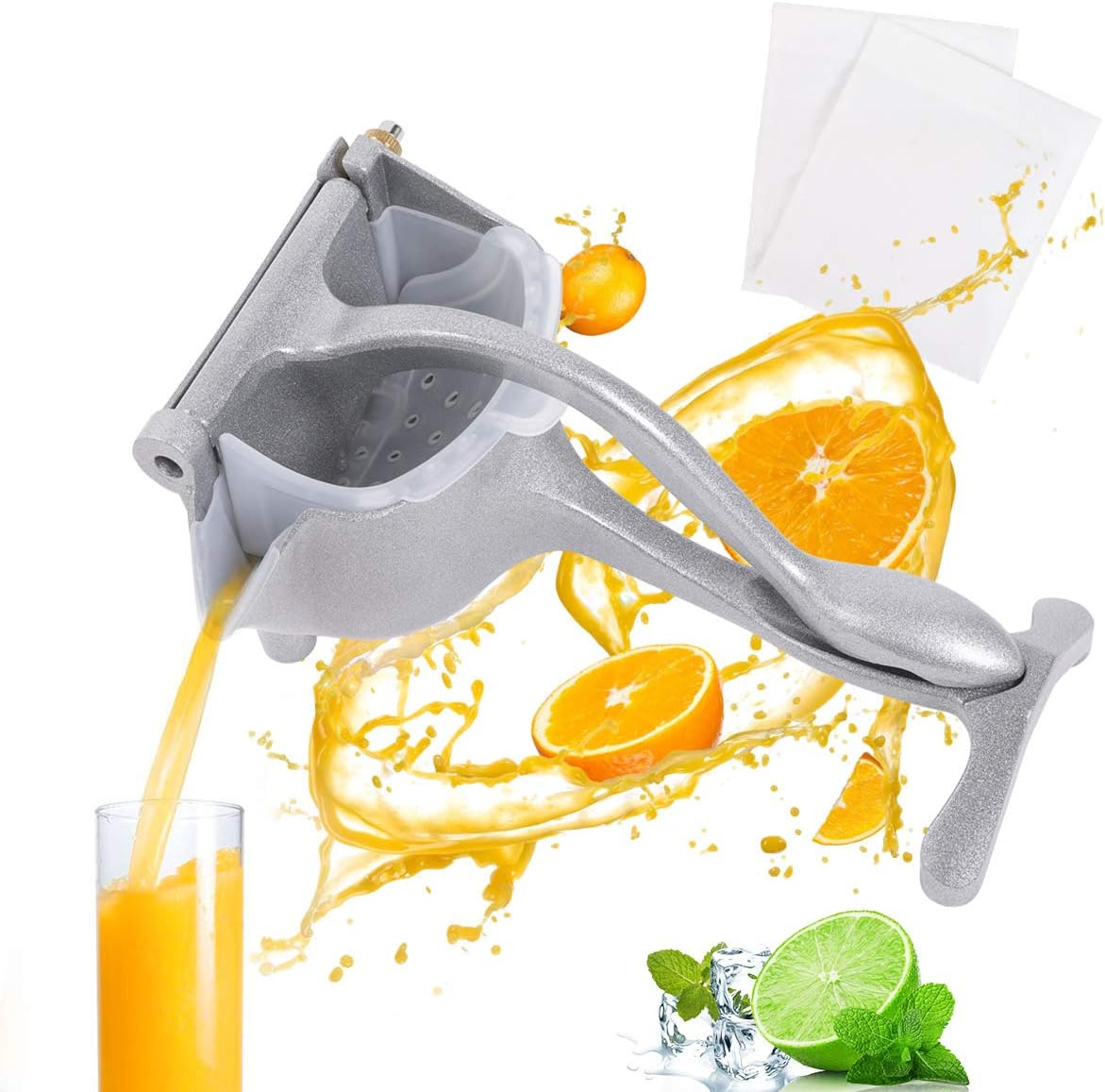 YBINYNA Manual Juicers,Stainless Steel Manual Fruit Juicer Portable Fruit Press Lemon Orange Squeezer Fruit Hand Squeezer Fruit Juicer Citrus Extractor Tool