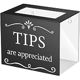 Vesici Black Acrylic Tip Jar Box with Lid, Wall Mounted Donation Box | Durable Acrylic Build and Wall-mounted Design Keep Tips Visible, Organized and Easy to Collect