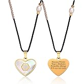 BAIYI HOPE Medical Alert Necklace for Women Shell & Gold-Tone Stainless Steel Emergency ID Tag Pendant Necklace for Girls Custom Engraved Medical Alert Jewelry