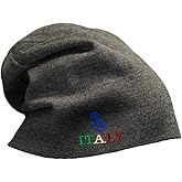 Speedy Pros Slouchy Beanie for Men Italy Flag Italian Map Embroidery Acrylic Women Skull Cap