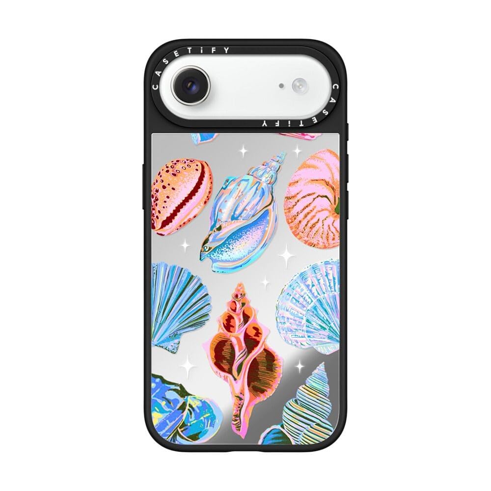 CASETiFY Mirror iPhone Air Case [Reflective/Compatible with Magsafe / 4.9 ft. 1X Military Grade Drop Protection] - Seashell - Silver On Black