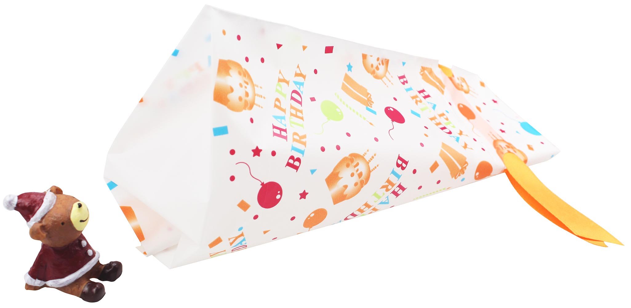 Zealax 15pcs Happy Birthday Theme Party Favors Treat Bags Gift Wrapping Drawstring Plastic Goodies Package Bags Baby Shower Decorations Ideas, 6 inches x 9 inches