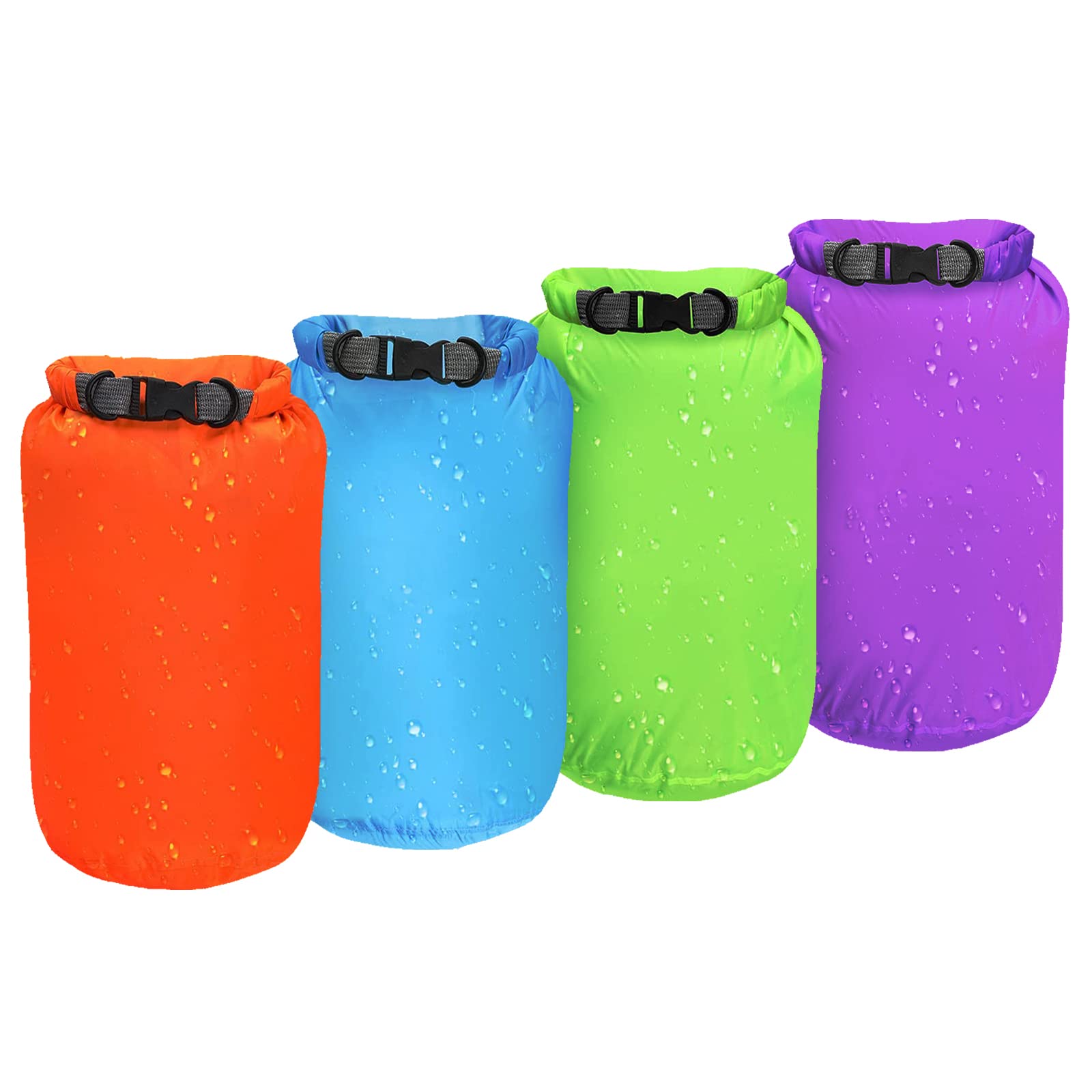 Desoto Dry Bags 4Pack Waterproof Dry Sacks Lightweight Floating Bag Drifting Bag Ultimate Dry Sack for Outdoor Hiking Fishing Boating Camping Water Sports Indoor Storage (5L*4)