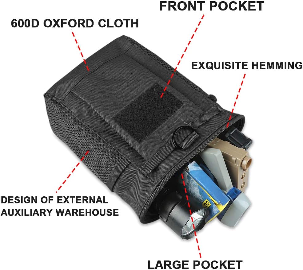 AMYIPO Tactical Hip Holster Bag Outdoor Pouch Molle Drawstring Magazine Dump Pouch, Military Adjustable Belt Utility Pouch (Black - 2PCS) : Sports & Outdoors