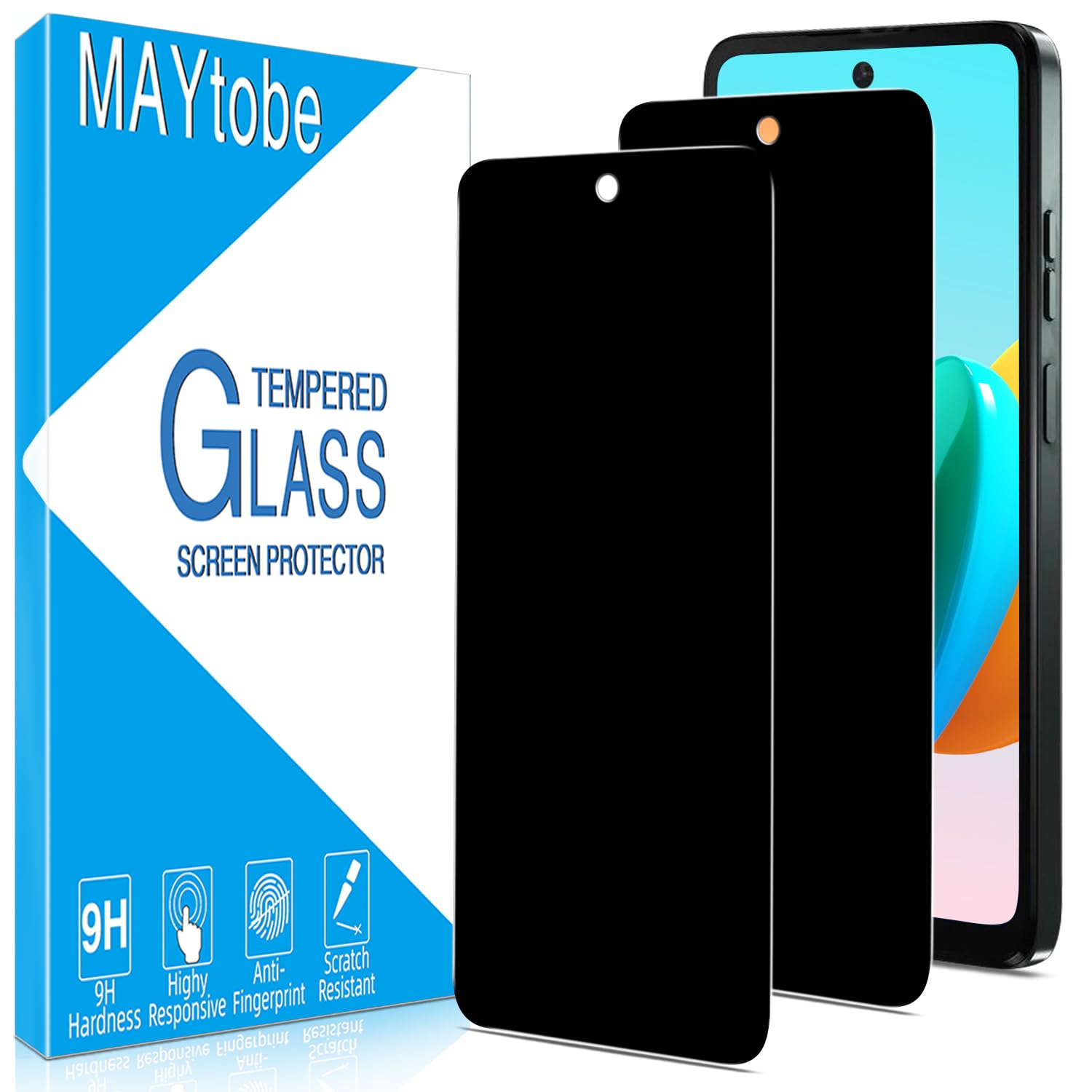 Photo 1 of MAYtobe [2 Pack Privacy Screen Protector For Motorola Moto G 5G 2024 Tempered Glass, 9H Hardness, Anti Scratch, Bubble Free, Easy to Install