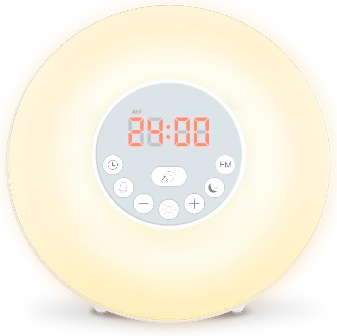 COULAX Wake Up Light Sunrise Alarm Clock Bedside Lamp, 6 Natural Sounds FM Radio Digital Clock, Sunrise Wake Up Alarm Sunset Simulation & 7 Auto Switch Colors, Touch Control with USB Charger