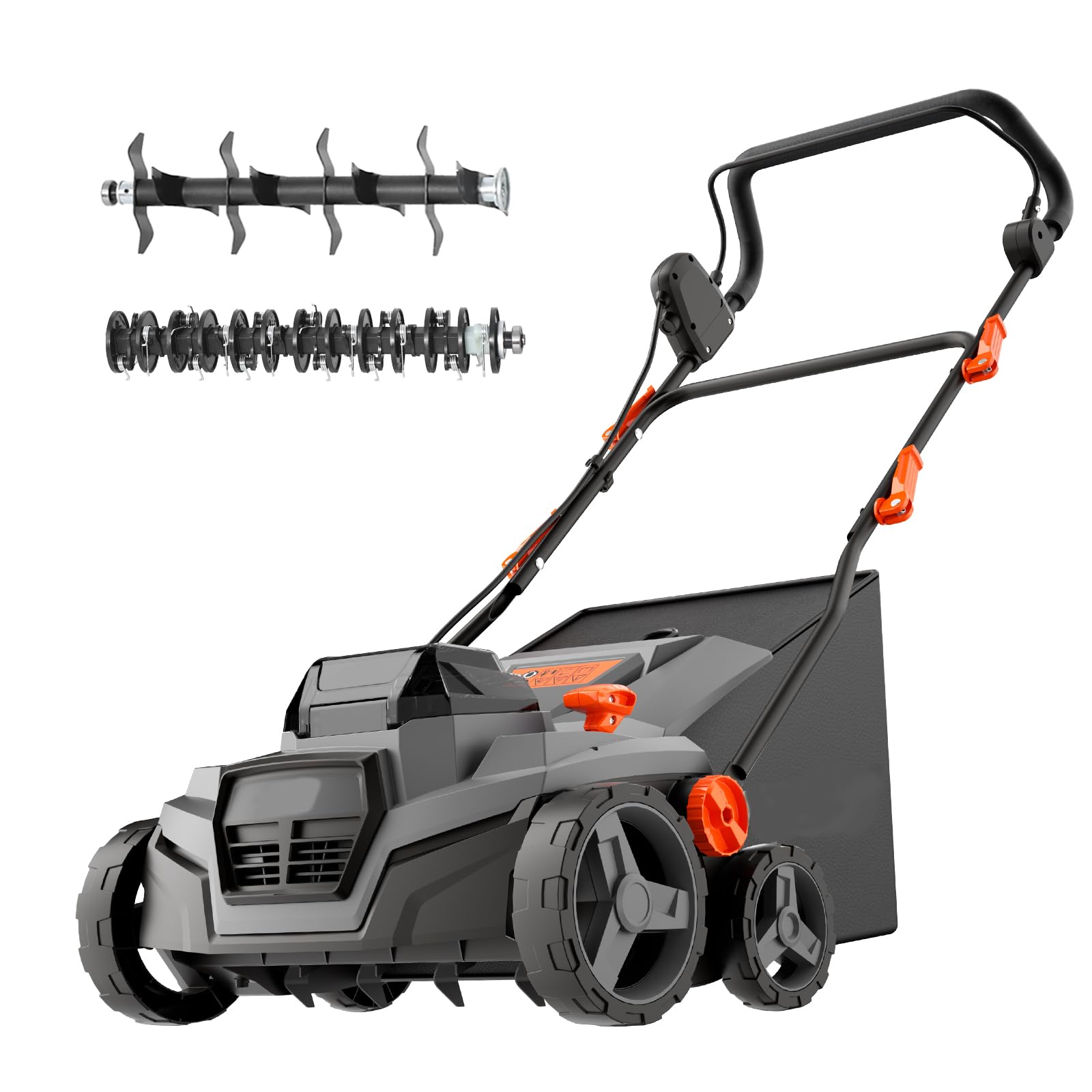 Photo 1 of 40V 15" 2-in-1 Cordless Electric Dethatcher & Scarifier Compatible with Dewalt 20V MAX Battery(Tool Only), w/12Gal Thatch Collection Bag, 5-Depth Adjustment, Quick-Fold, Walk Behind for Lawn Care
