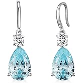 Teardrop Dangle Drop Earrings -925 Sterling Silver Birthstone Earring Jewelry Birthday Gifts for Women,Girlfriend,Wife,Mom - Graduation, Friendship,Birthday, Anniversary