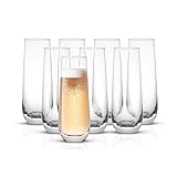 JoyJolt Milo Stemless Champagne Flutes Set of 8