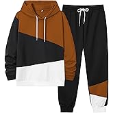 LecGee Men's Tracksuit 2 Piece Athletic Color Block Hoodie and Sweatpants Casual Sweatshirt Joggers Sweatpants Set for Men