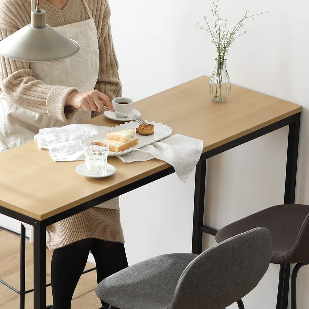 Roomnhome Bistro Table/Bar Table, 31.5"/47'' Dining, Solid Metal Frame, Sturdy Table/Bar Table with MDF Top with 29.5" / 33'' Height (Indoor Use Recommended) (Bar Table/Brown): Furniture & Decor