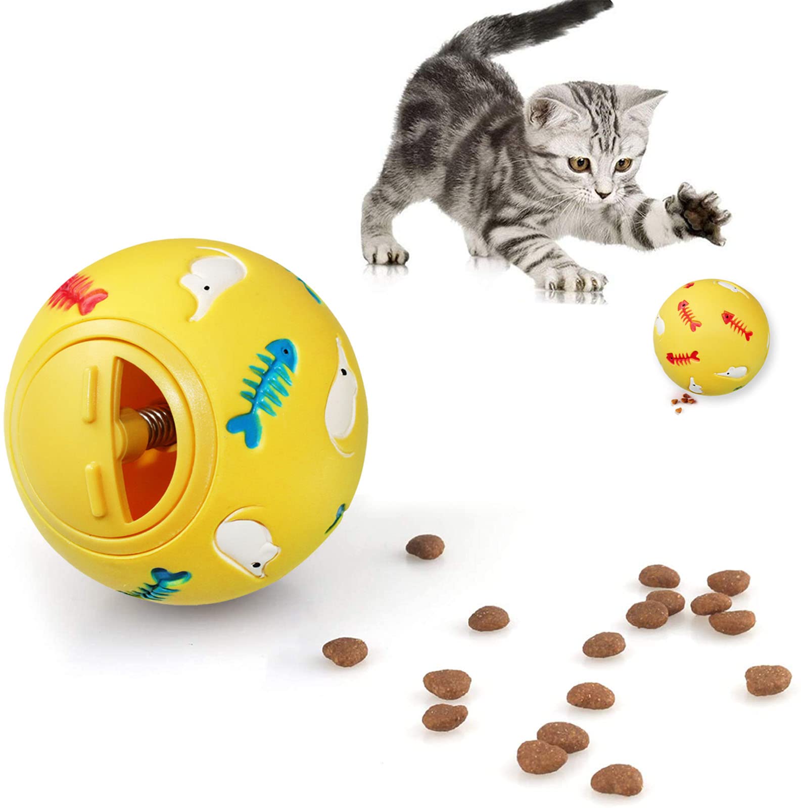 Jiuhao Cat Treat Ball - Slow Feeder, Food Dispenser, Interactive Puzzle Toy for Indoor Cats, Brain Stimulation Training