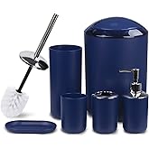 CERBIOR Bathroom Accessories Set 6 Piece Bath Ensemble Includes Soap Dispenser, Toothbrush Holder, Toothbrush Cup, Soap Dish for Decorative Countertop and Housewarming Gift (Royal blue-6pcs)