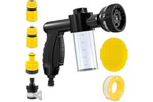 GANCIU Dog Washing Hose Attachment with Soap & Shampoo Dispenser, 8-Way Spray Modes Dog Wash attachment, Garden Hose Nozzle Sprayer for Watering Plants, Lawn, Patio, Car Wash, Showering Pet Outdoor