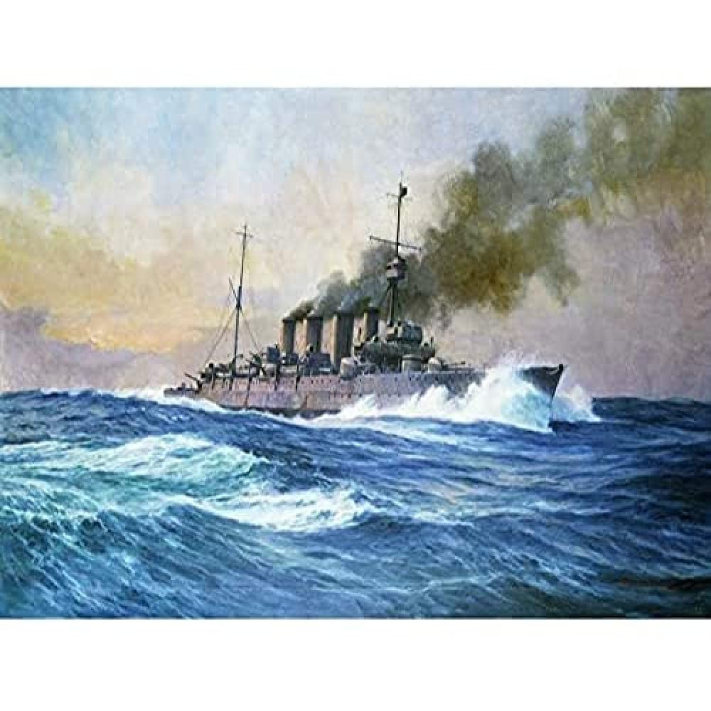 Fine Art Prints Parkes HMS Southampton Battle Jutland War Ship Painting Art Print Canvas Premium Wall Decor Poster Mural, 16 x 12 inches