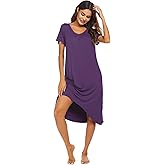 Ekouaer Nightgowns Womens Short Sleeve Sleepwear Comfy Loungewear Plus Size Night Shirt S-3XL