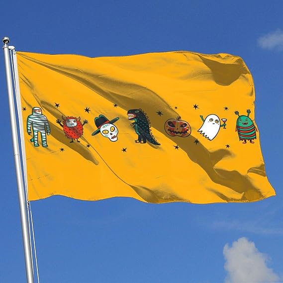 LJIAQI Halloween Horizontal Banner with Funny Monsters Flag 3x5 Ft