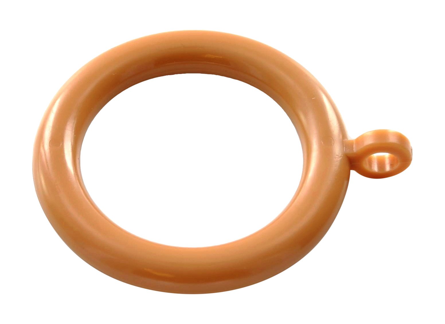 Merriway BH04531 (24 Pcs) Plastic Curtain Pole Rod Drapery Rings with Fixed Eye, Inner Diameter 35mm (1.3/8 inch) and Outer Diameter 43mm (1.3/4 inch) Light Brown - Pack of 24 Pieces