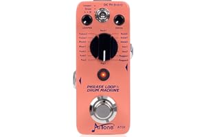 AITONE Looper Pedal with Drum Machine 2 in 1 Loop Pedals for Electric Guitar 20 Minutes Looping 16 Drum Grooves 3 Mode True-Bypass (AT-01)