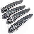 S SIZVER Signature Carbon Fiber Print Side Door Handle Cover Overlay Compatible with 2006-2018 3 Series F30 X1 X5 X6 M3