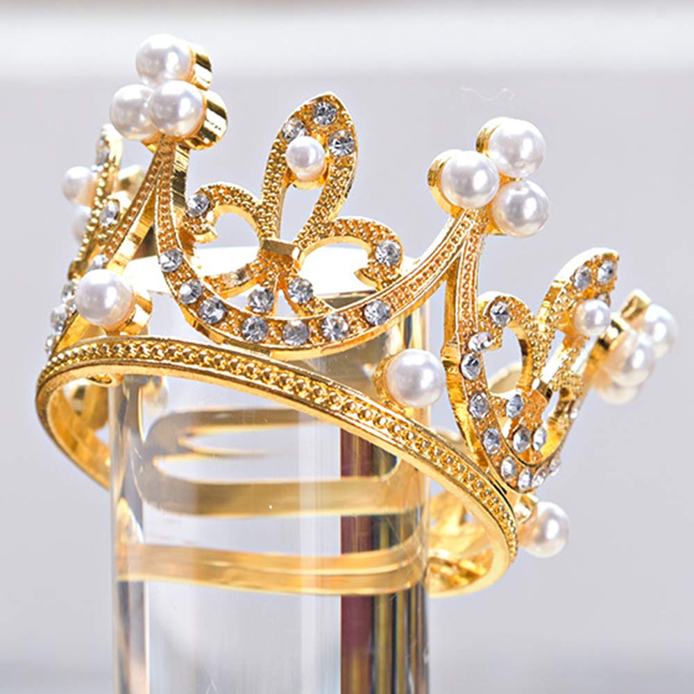 Kuzhi Wedding Party Baby Circle Round Mini Crown Tiara (Gold)