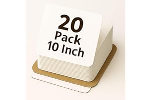 20 Pack Square Cake Boards 10 inch White Wavy Design Disposable Base, Waterproof & Oil-Resistant -Fits Standard 10" Boxes - S