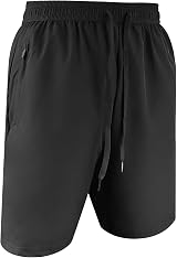 Aomig Mens Running Shorts Quick Dry with Zipper Pockets Elastic Waist