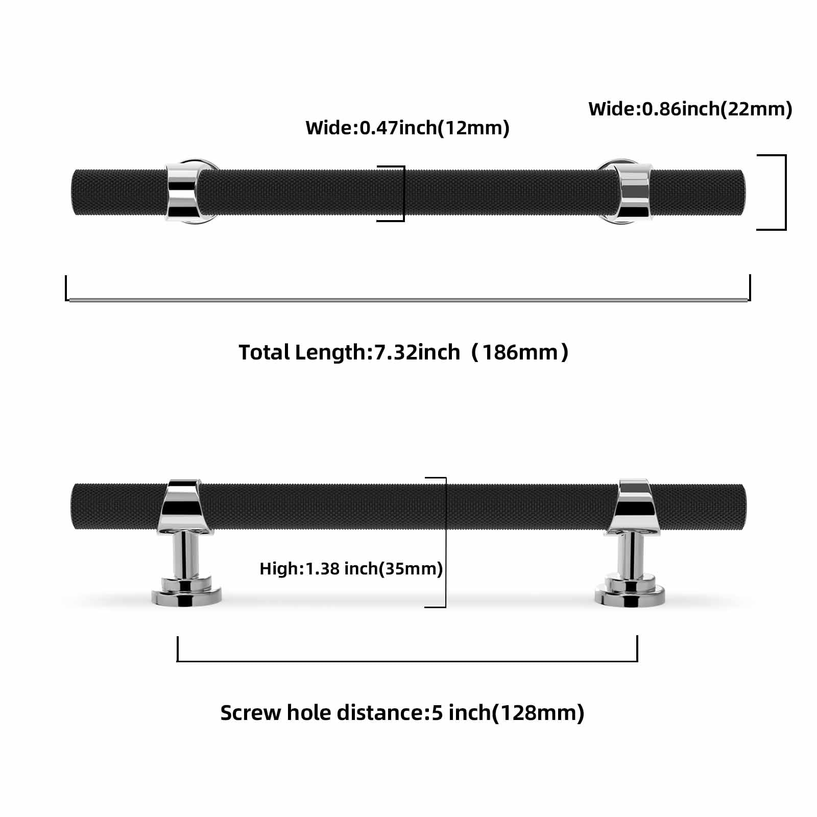 Condition photo showing As Is for komotia 10 pack 5 inch cabinet pulls knurled matte black and polished chrome kitchen cabinet handles