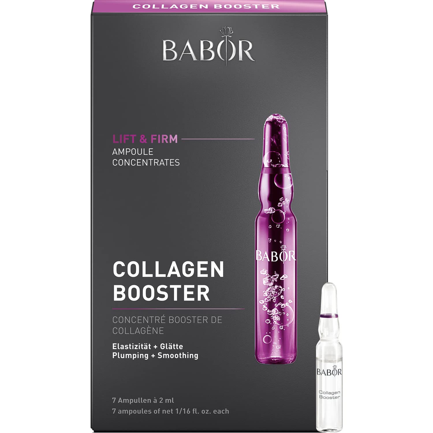 BABOR AMPOULE CONCENTRATES Collagen Booster, anti-wrinkle & anti-aging serum, with aloe vera, to firm and plump, vegan, 14ml