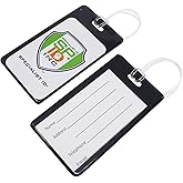 5 Pack - Slim and Sturdy Flexible Backpack & Airline Luggage ID Bag Tags - Business Card Holders - with Secure Plastic Worm Loop Straps by Specialist ID