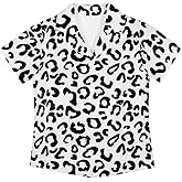 Boy's Button Down Hawaiian Shirts Short Sleeve Cool Cute Print Aloha Dress Tops T-Shirt for Kids