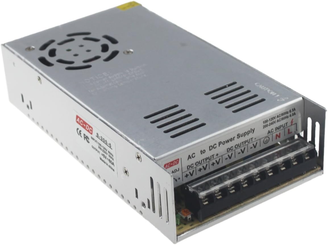 Rextin DC 5V 60A 300W Regulated Transformer Power Supply Driver SW For LED Strip Lights (300W 60A) - Image 4