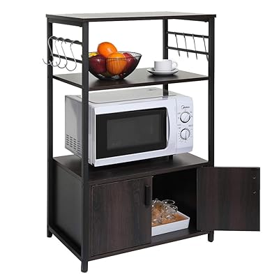 USIKEY Kitchen Baker's Rack, Microwave Stand with Storage Cabinet