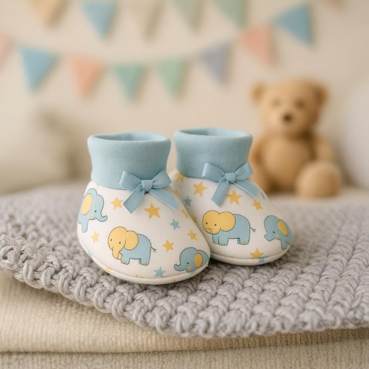 Adhigams Baby Booties Set | Soft Cotton Baby Booties with Comfortable Terry Base for Gentle Support, Cute & Durable Footwear Designed for Regular Use and Easy Comfort | Pack of 1 (0-3 Months) 3