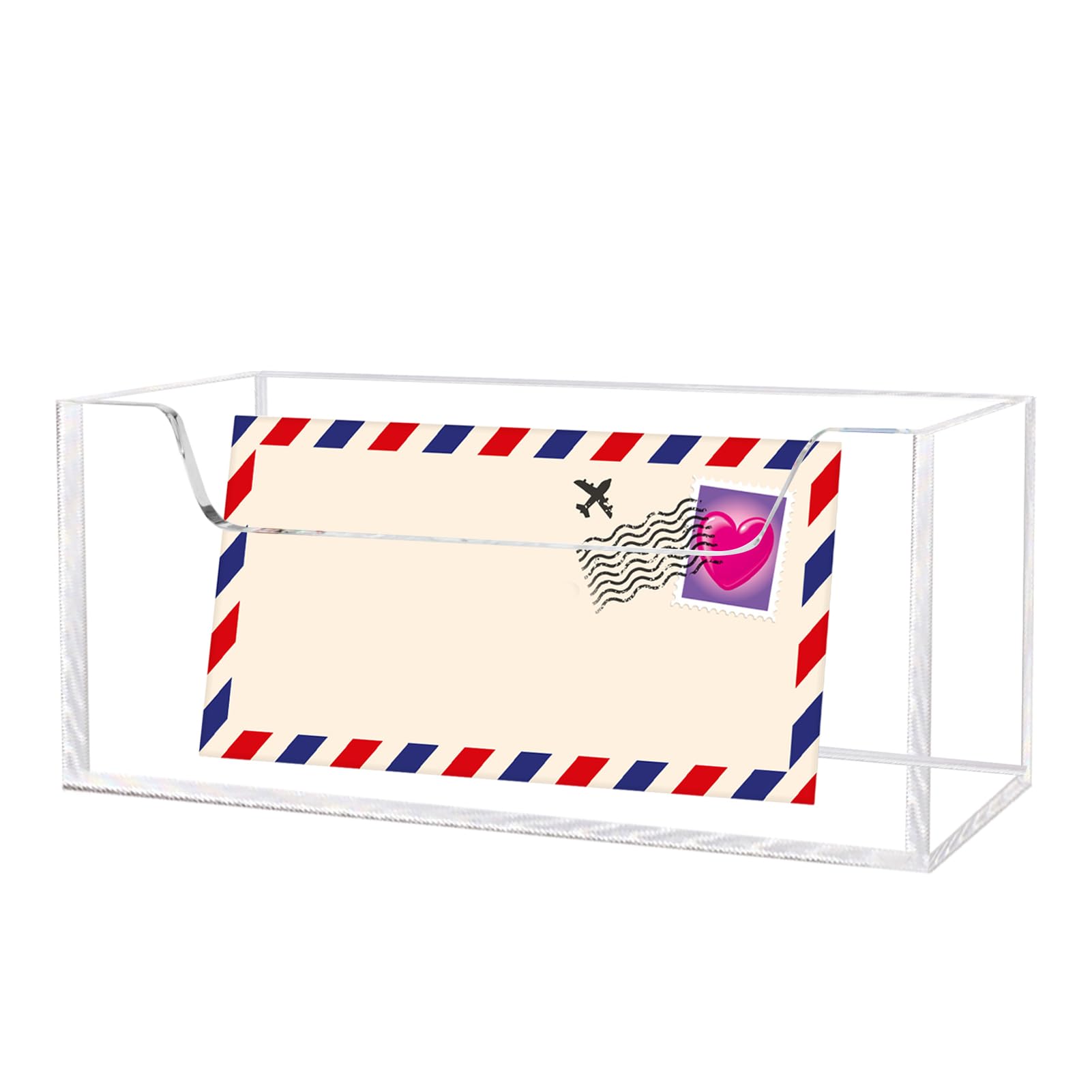 Photo 1 of Mail Holder for Table, Acrylic Letter Holder Box for Desk or Wall Mount, Mail Organizer Countertop, Clear
