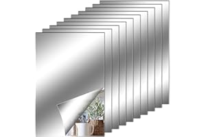 Fantasyon 10 Pieces Flexible Mirror Sheets, Self Adhesive Decorative Plastic Mirror Tiles Non-Glass Mirror Stickers for School Educational and Home Wall Decor(4x6 Inch)