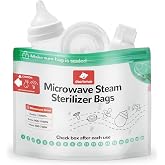 dearlomum 8 Count Microwave Steam Sterilizer Bags for Baby Bottles | Reusable Travel Sterilization Pouches, 20 Uses Per Bag, for Pacifiers, Breast Pump Parts &amp; Baby Feeding Accessories