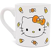 Silver Buffalo Sanrio Hello Kitty Candy Corn Wax Resist Ceramic Pottery Mug | Large Coffee Cup For Tea, Espresso, Cocoa | Holds 14 Ounces