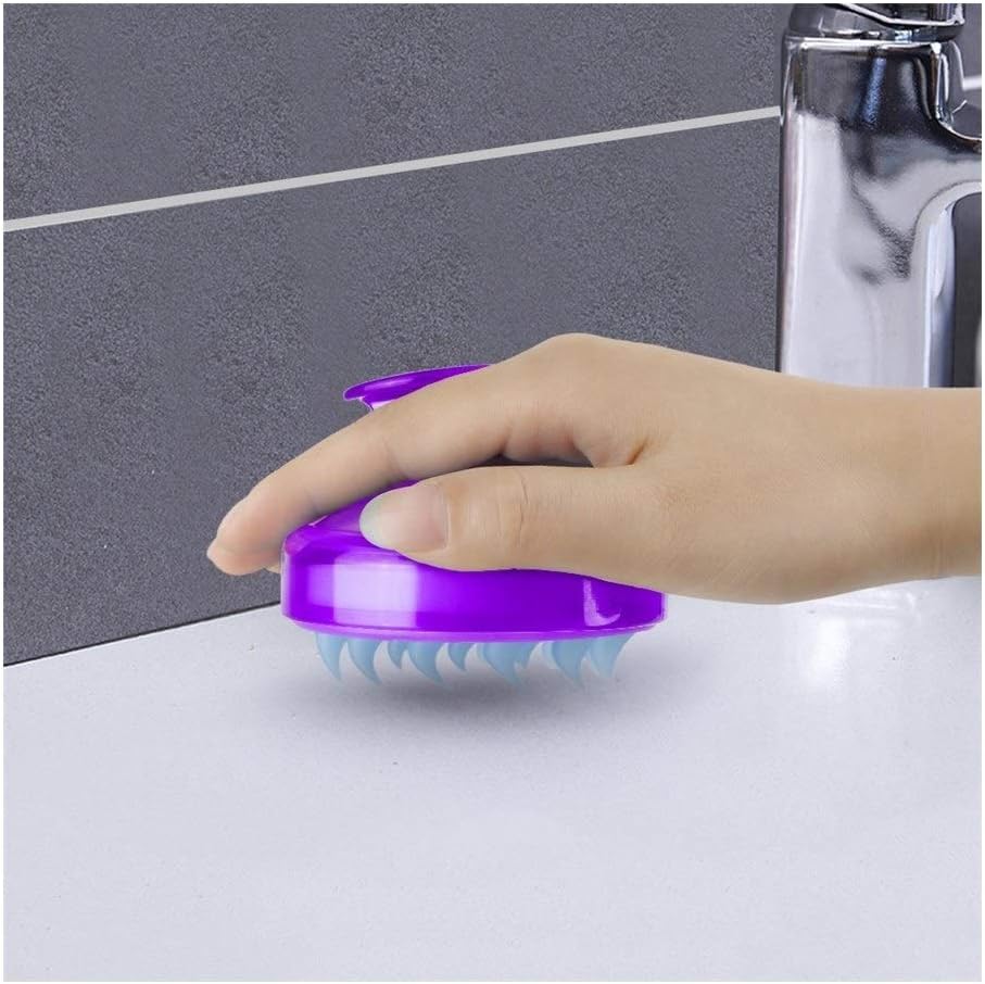 1 Pcs Spa Slimming Massage Brush Silicone Head Body Shampoo Scalp Massage Brush Comb Hair Washing Comb Shower Bath Brush (Color : Purple)