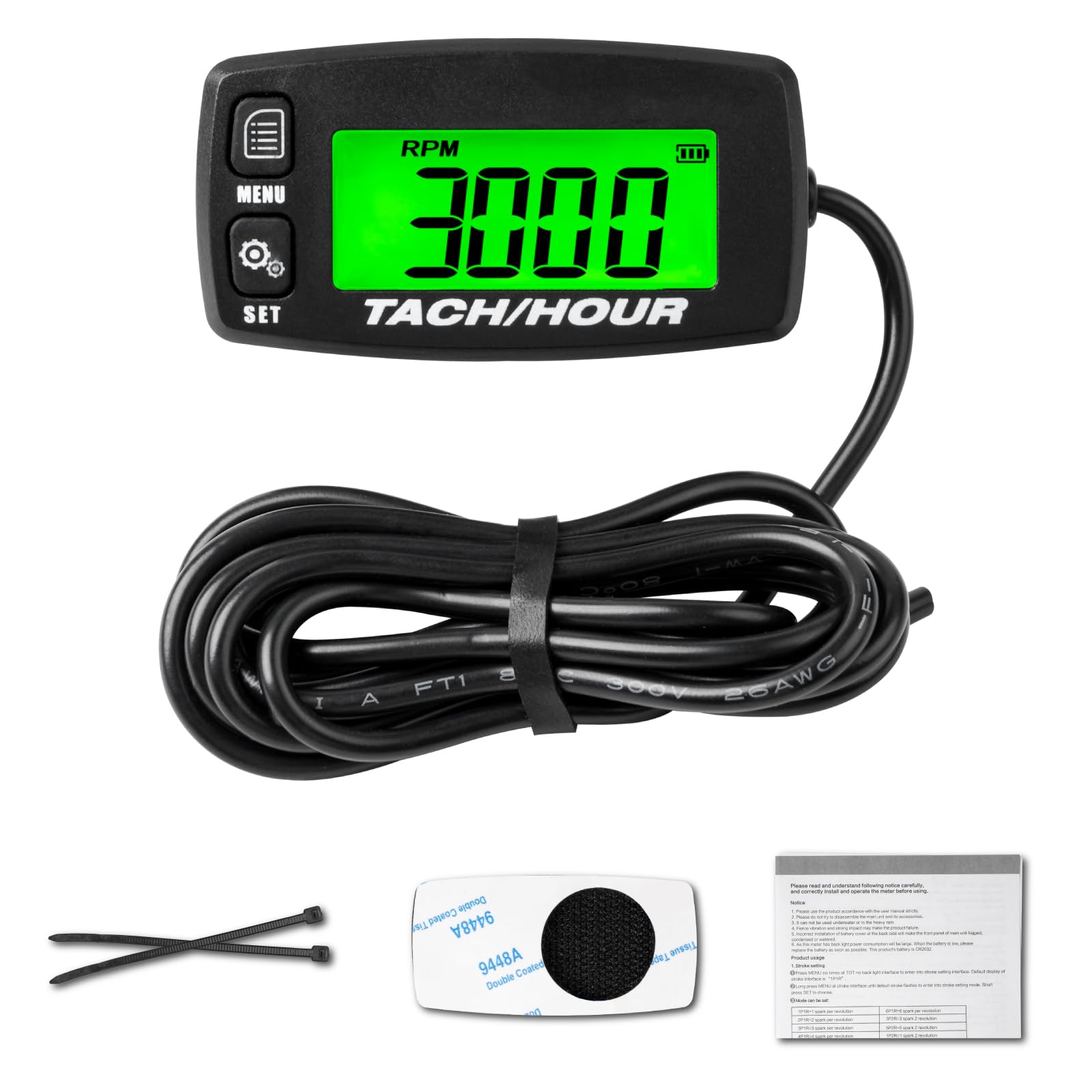 Photo 1 of NInE-ROnG Self Powered Digital Tachometer Hour Meter,Inductive Maintenance Waterproof Backlit Shutdown Tach/Hour Meter,Battery Replaceable,for Lawn Mower Tractor Generator and Gas Engine
