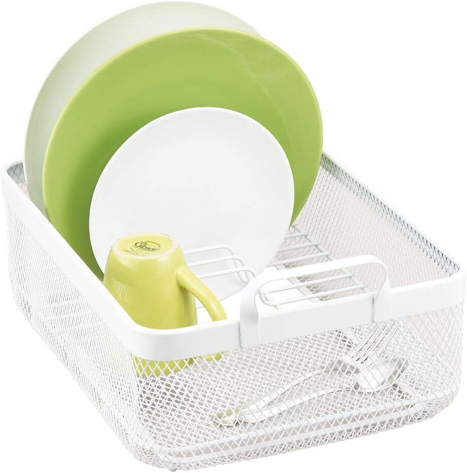 mDesign Dish Rack — Dish Drainer with 6 Slots for Dishes — Cutlery ...
