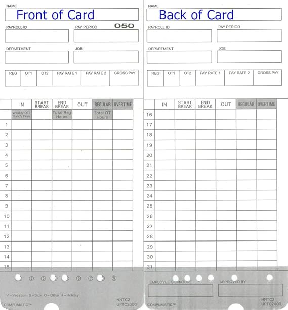Amazon.com : 300 Time Cards for uPunch HN4000 AutoAlign Calculating