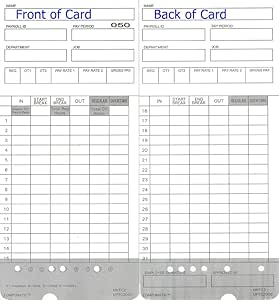 100 Time Cards for uPunch HN4000 AutoAlign Calculating Time Clock (Fits