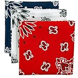 Bandana 3-Pack - Made in USA For 70 Years - Sold by Vets – 100% Cotton –Sewn Edges – Printed Both Sides