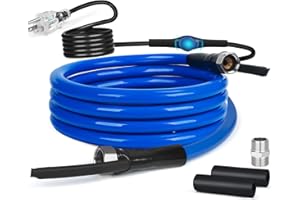 WUFOTY 15FT Heated Water Hose for RV,Heated Drinking Water Hose with Thermostat,Lead and BPA Free,1/2" Inner Diameter,Temperatures Down to -40°F Self-Regulating,Blue Appearance (15FT)