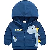 Azalquat Baby Toddler Boys Dinosaur Hooded Zip Jacket Casual Outerwear Active Sweatshirt